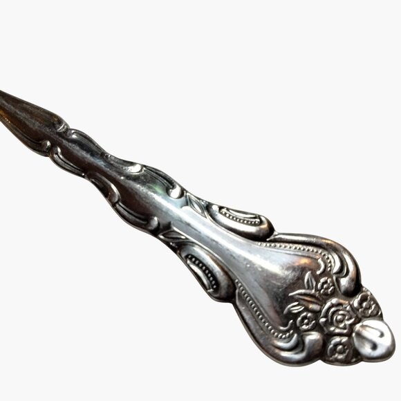 International Serving Fork Stainless Steel Floral Handle Vintage - Picture 2 of 8